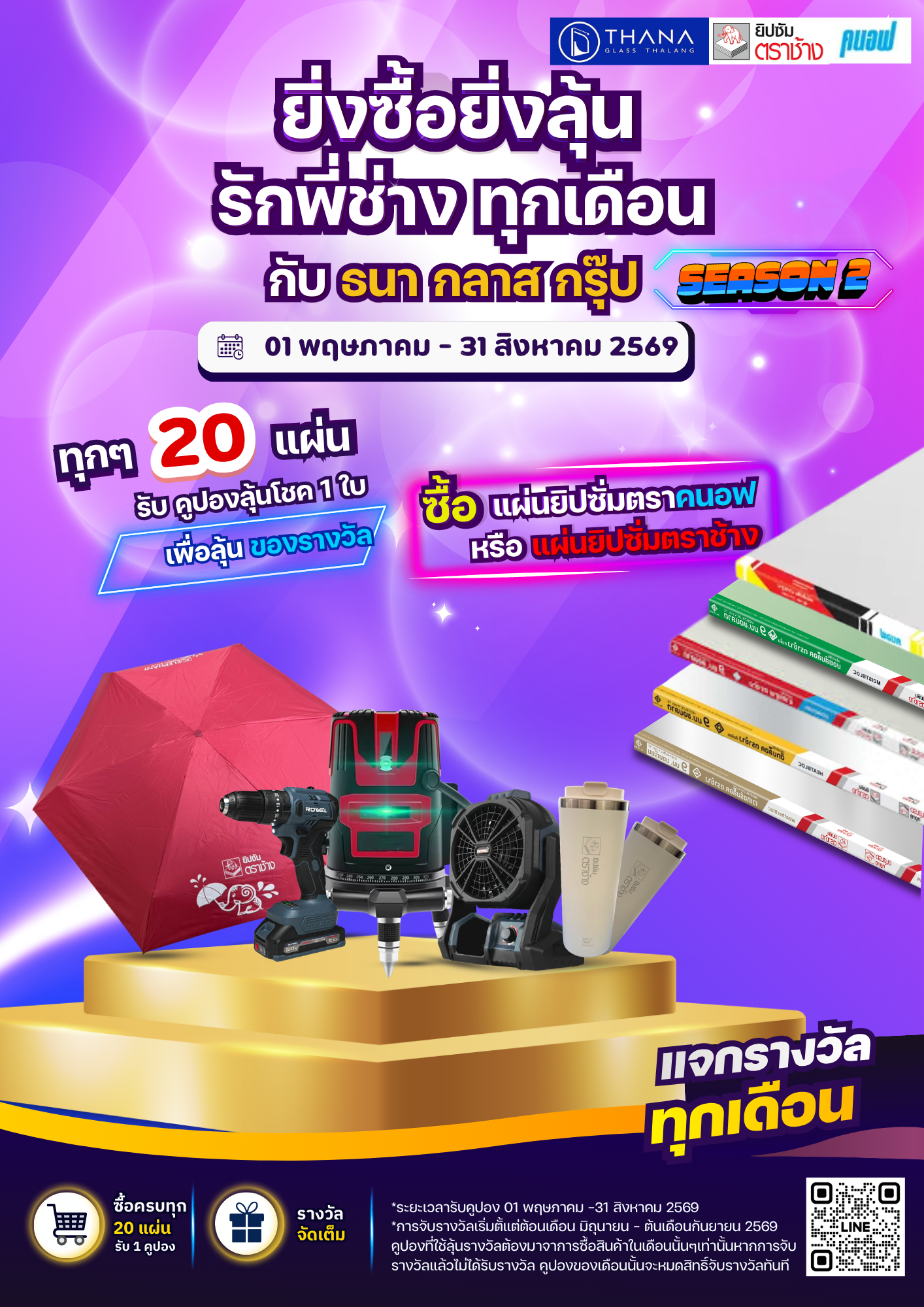 ยิ่งซื้อยิ่งลุ้น รักพี่ช่างทุกเดือน กับ ธนากลาสกรุ๊ป